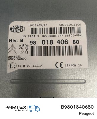 B9801840680 - Панель радіо мультимедіа Peugeot 208 2015